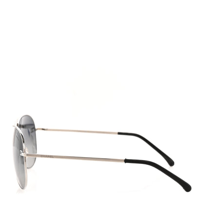 Chanel Metal Polarized CC Aviator Sunglasses 4189-T-Q Silver 3 of 8