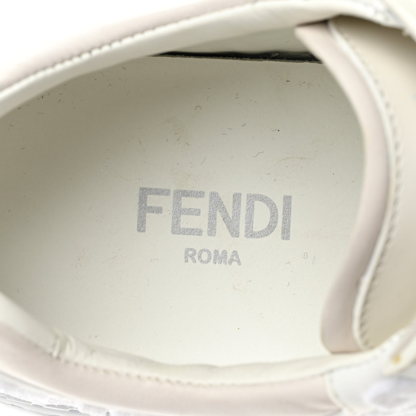 Velvet FF Calfskin Womens Fendi Force Low Top Sneakers 39 White