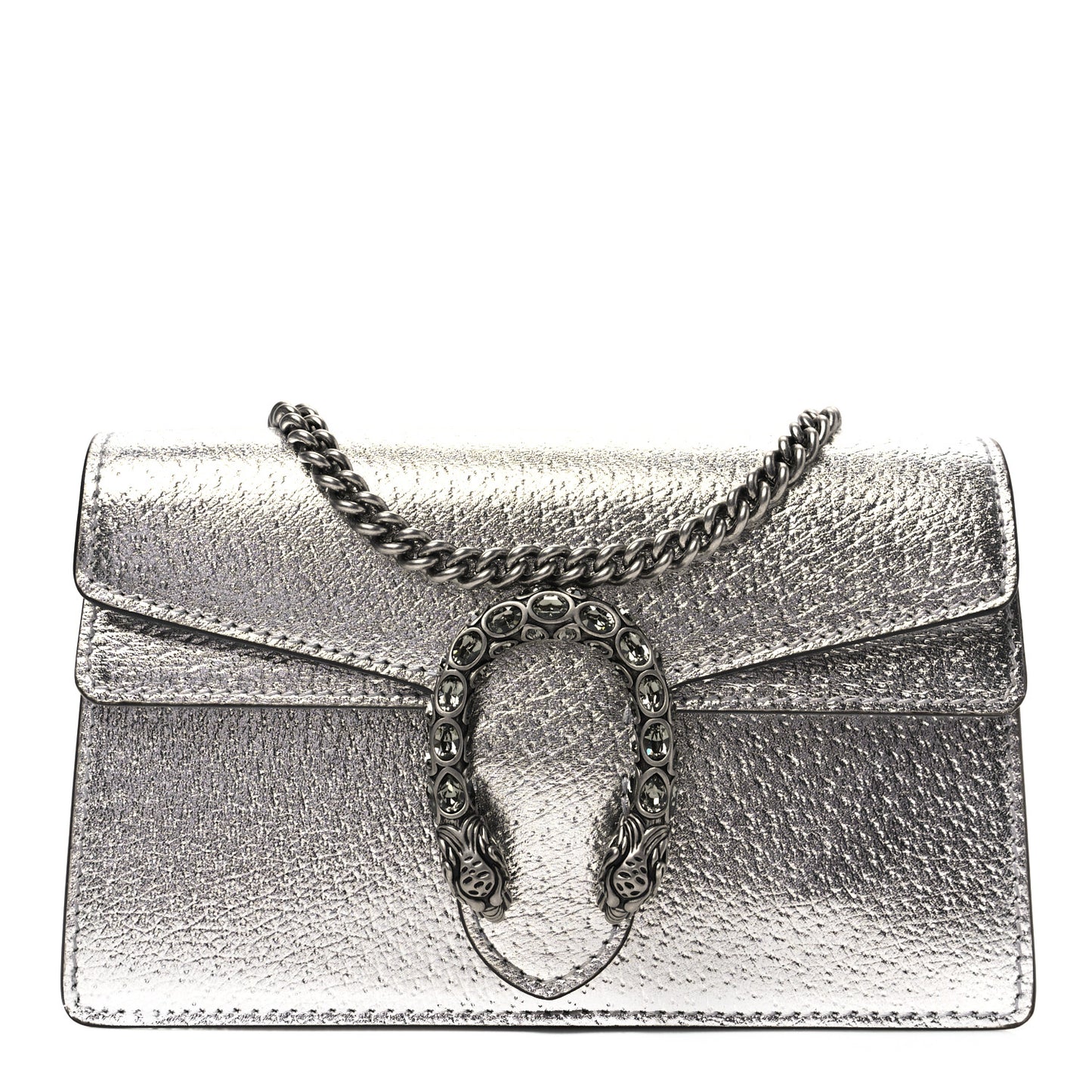 Metallic Calfskin Super Mini Dionysus Shoulder Bag Silver