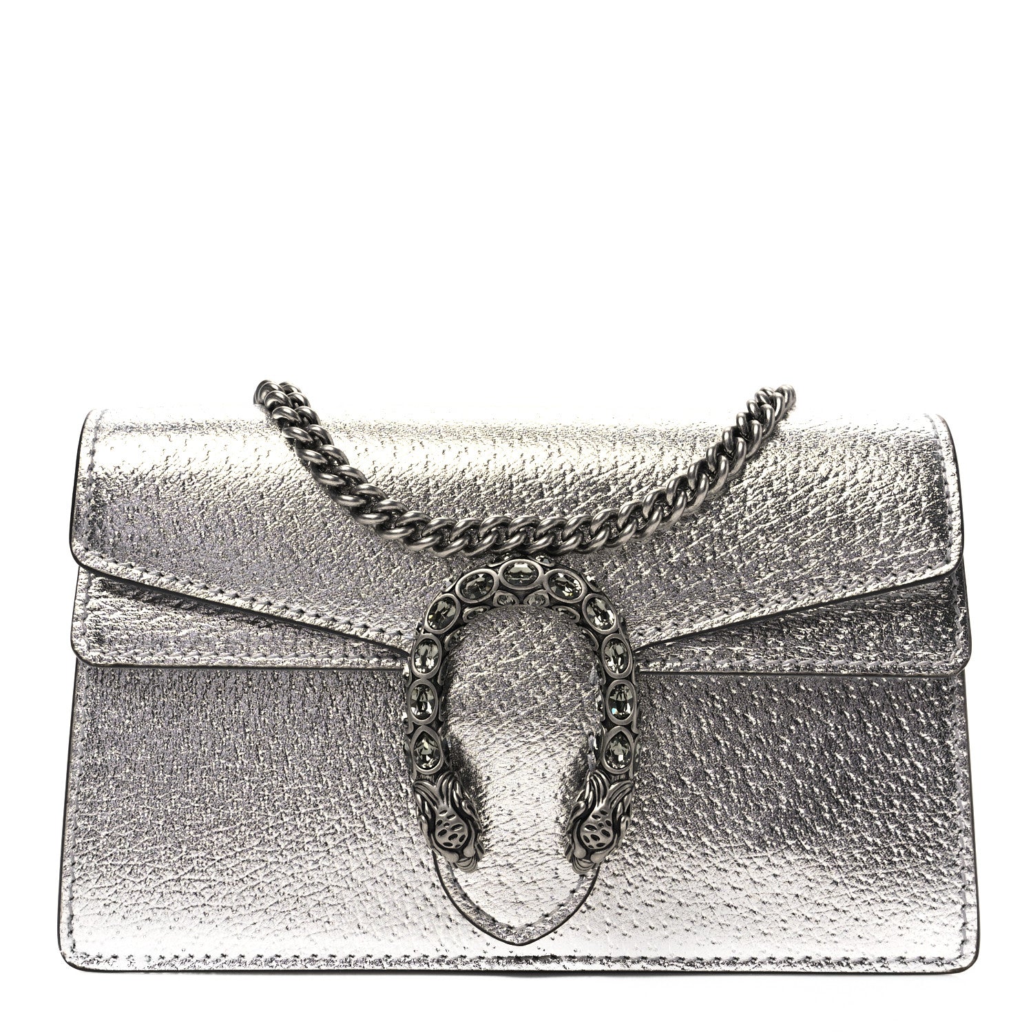 Gucci Metallic Calfskin Super Mini Dionysus Shoulder Bag Silver 1 of 6