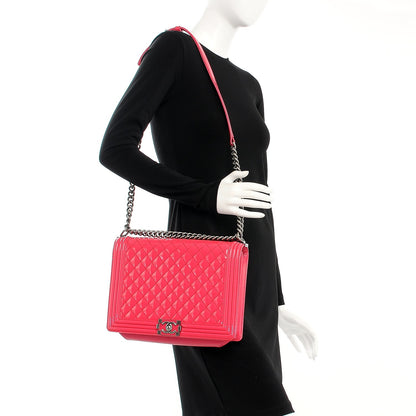 Chanel Patent Quilted Large Boy Flap Pink 2 of 9