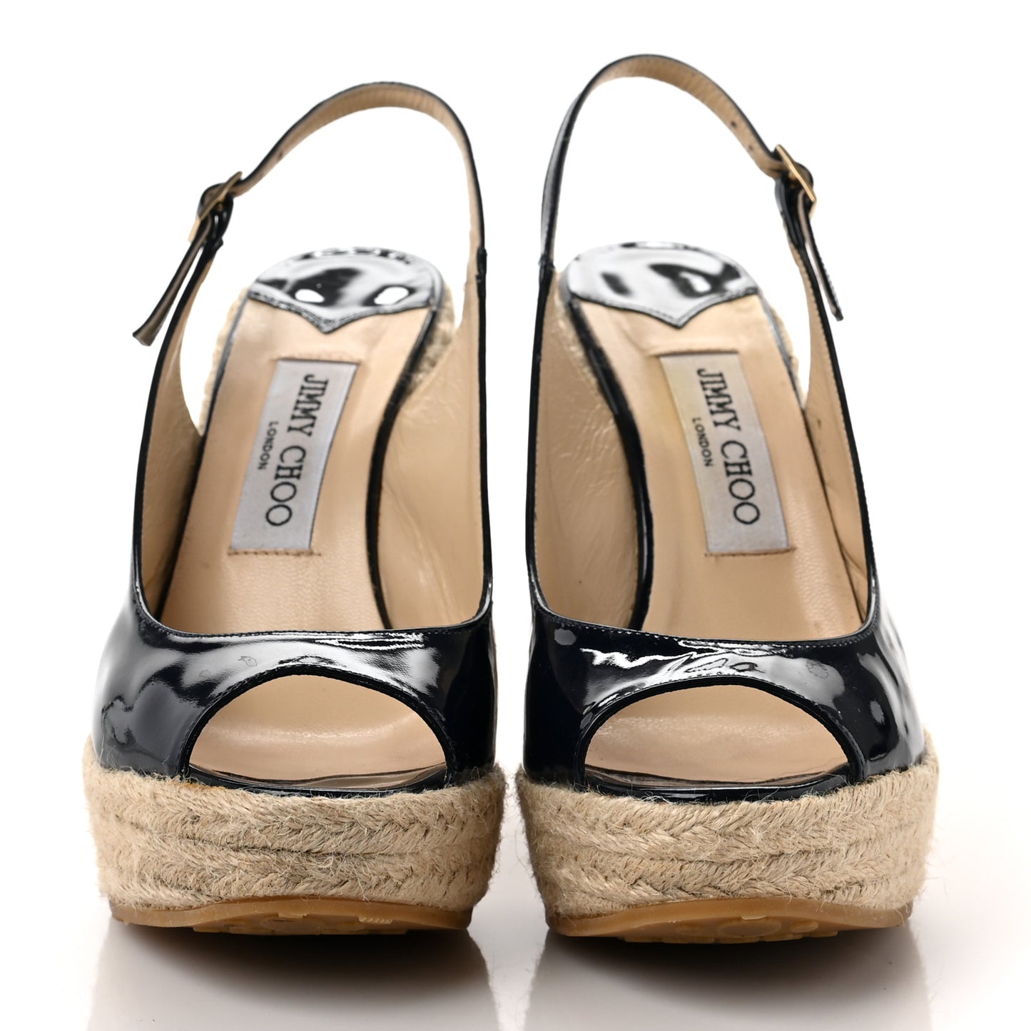 Patent Wedge Sandals 38 Navy