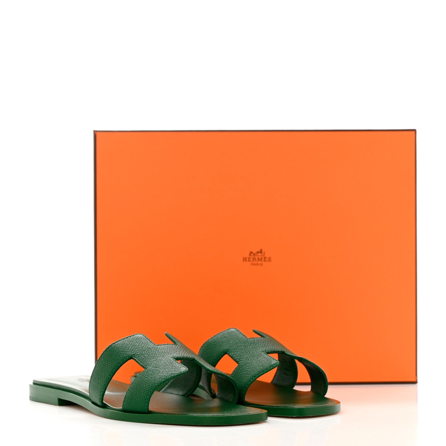 Hermes Epsom Oran Sandals 37 Vert Emeraude 9 of 9