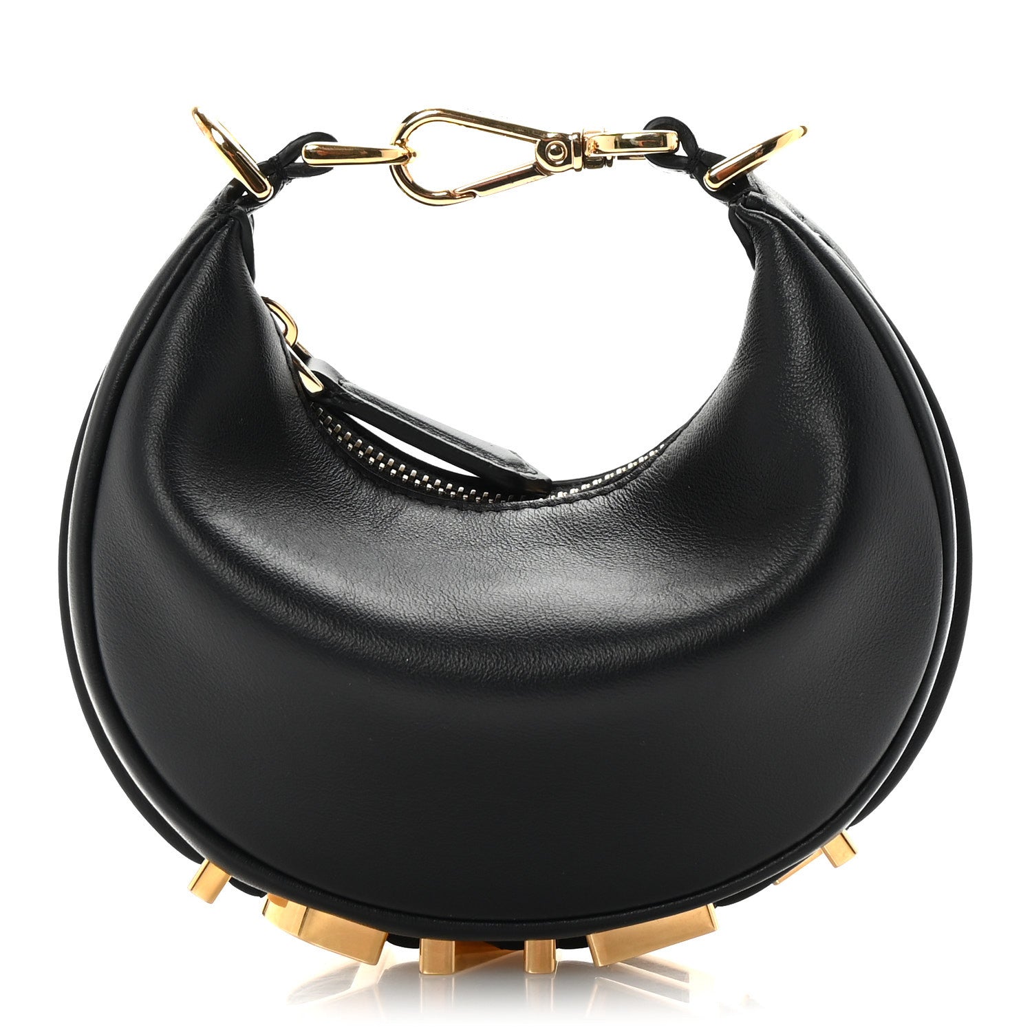 Fendi Vitello Grace Matte Nano Fendigraphy Hobo Charm Black 1 of 11