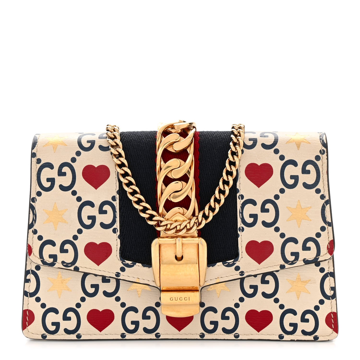Gucci Textured Calfskin Valentine's Day Super Mini Sylvie Chain Shoulder Bag Ivory 1 of 10