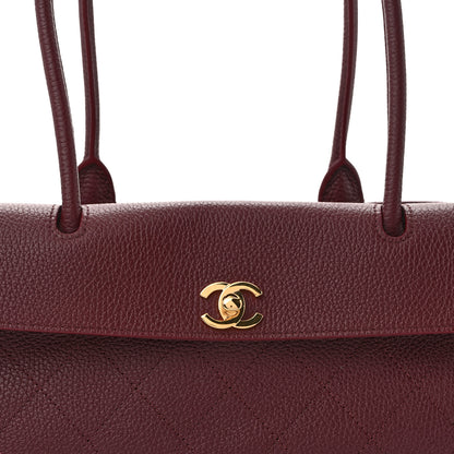 Chanel Grained Calfskin Stitched Urban Essentials Small Shopping Bag Burgundy 8 of 11