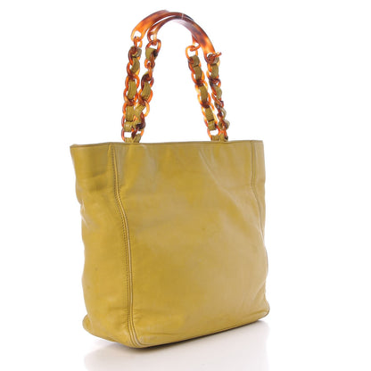 Chanel Lambskin Bekko Chain CC Shopping Tote Chartreuse 3 of 28