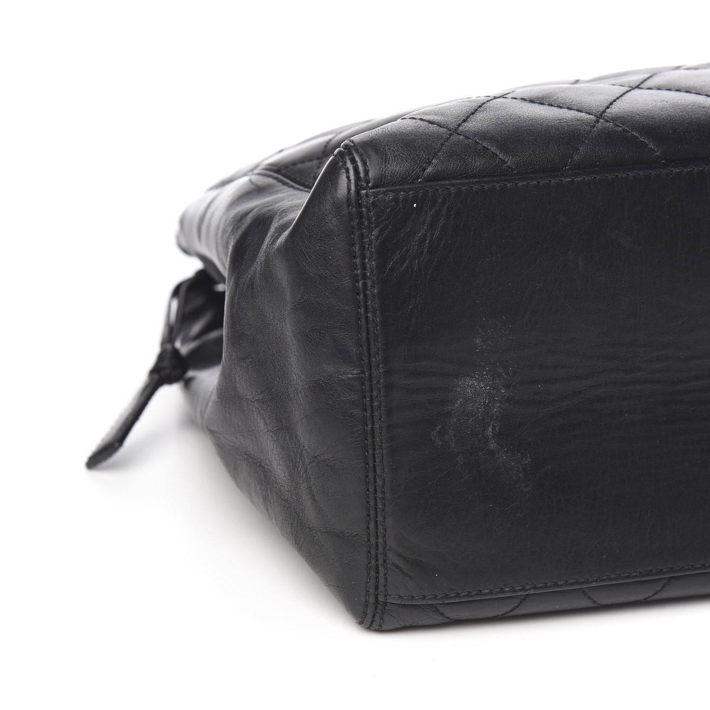 Lambskin Quilted Shopping Tote Black