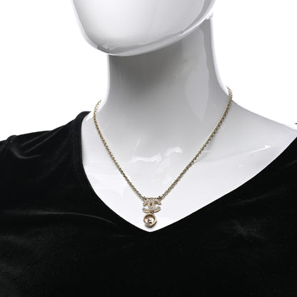 Chanel Crystal Pearl CC Necklace Pearly White Gold 2 of 7