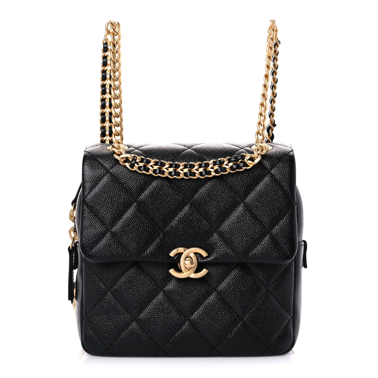 Chanel Shiny Caviar Quilted Chain Melody Backpack Black 1 of 10