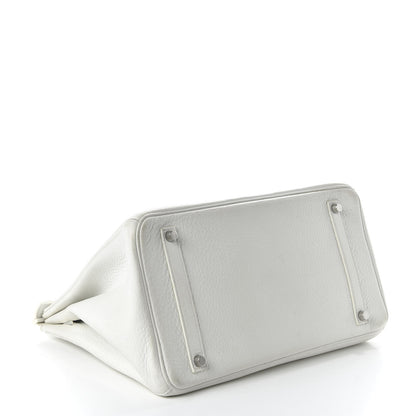 Hermes Taurillon Clemence Birkin 35 White 4 of 14