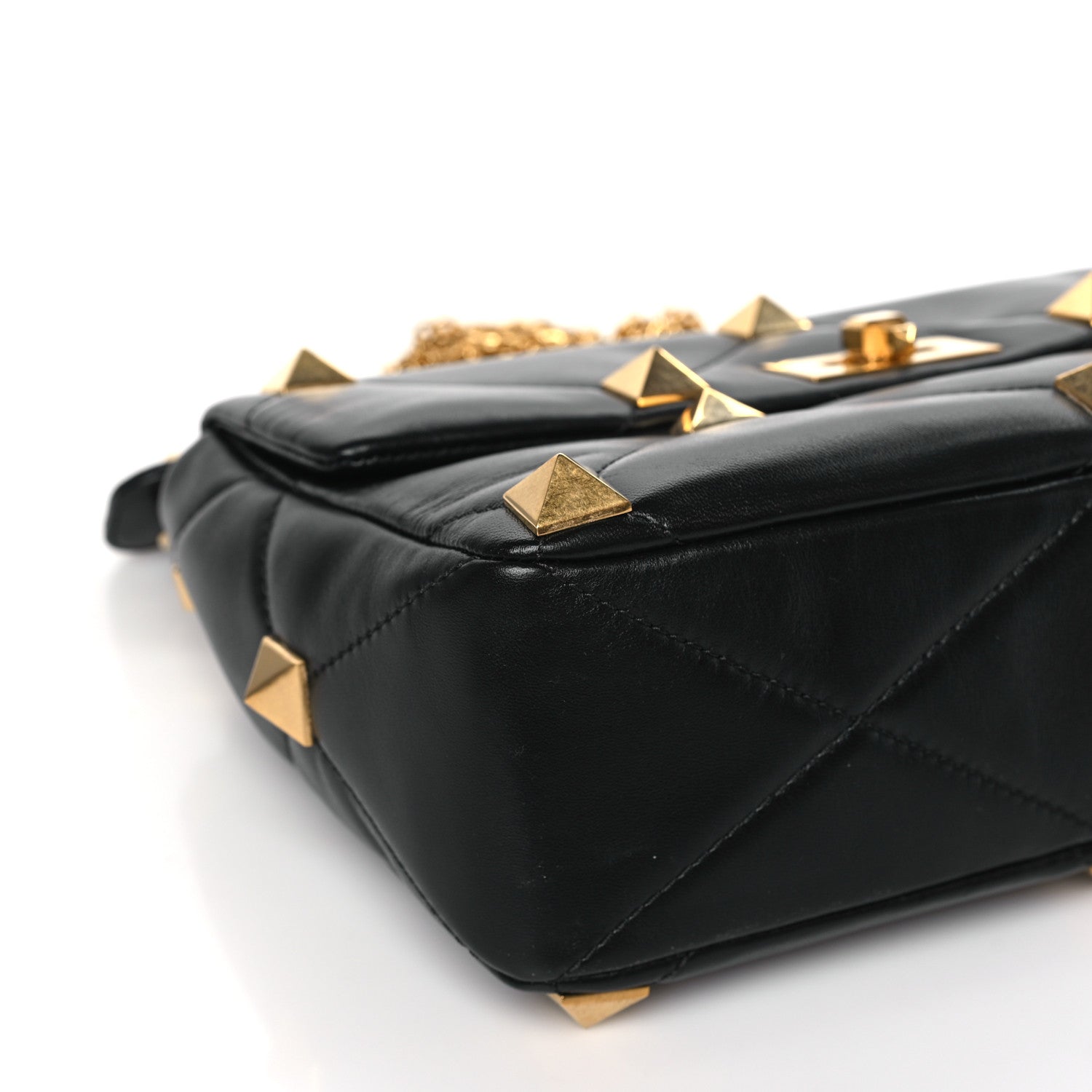Valentino Garavani Nappa Large Roman Stud Shoulder Bag Black 7 of 8