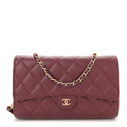 Chanel Lambskin Quilted Phone Holder Wallet on Removable Chain Burgundy 1 of 13