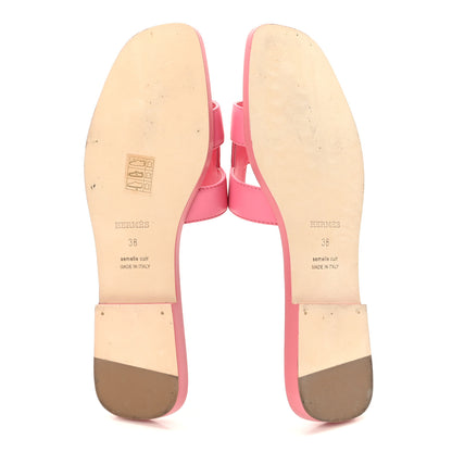 Hermes Box Calfskin Oran Sandals 38 Rose Pétale 5 of 9