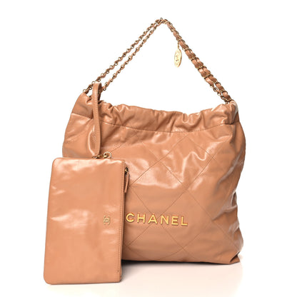 Chanel Shiny Calfskin Quilted Chanel 22 Beige 3 of 11