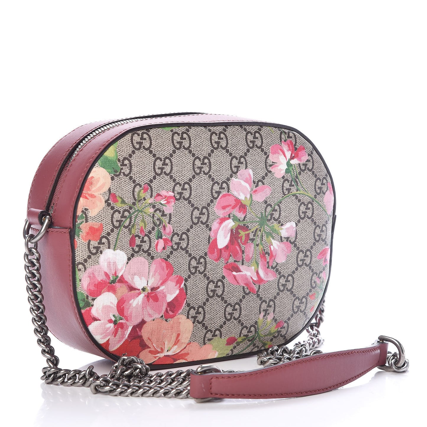 GG Supreme Monogram Blooms Mini Chain Shoulder Bag Beige Multicolor Dry Rose