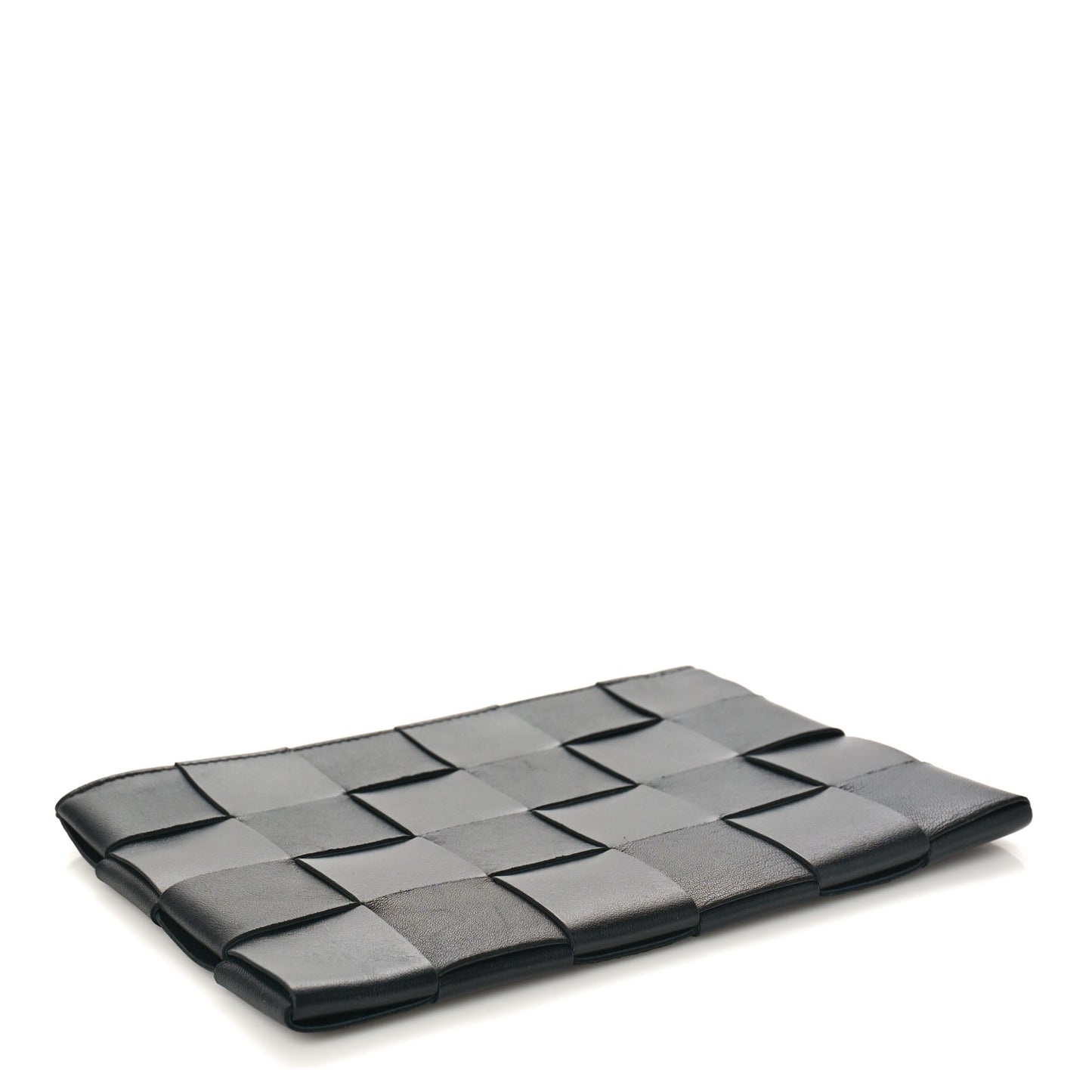 Nappa Maxi Intrecciato Small Cassette Flat Zip Pouch Black