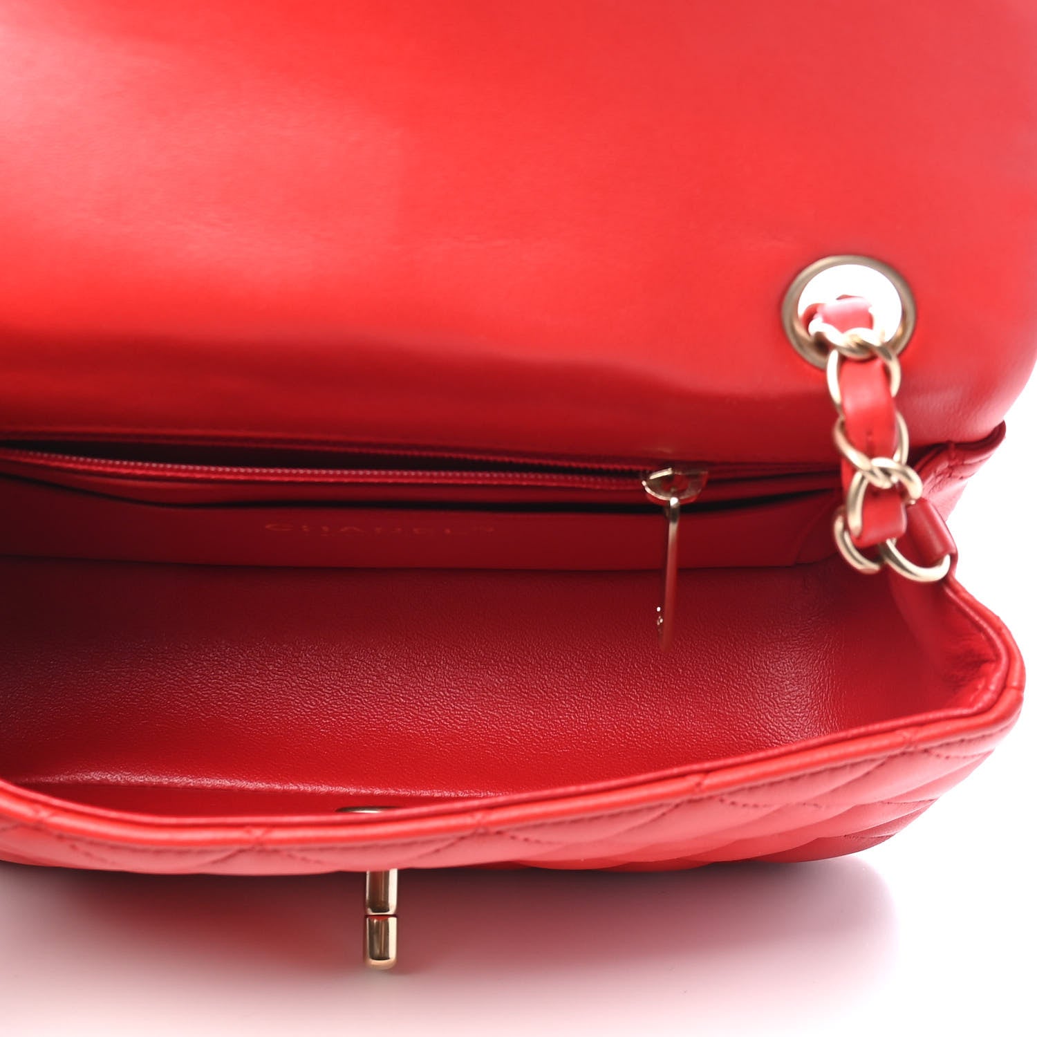 Chanel Lambskin Quilted Mini Rectangular Flap Red 4 of 8
