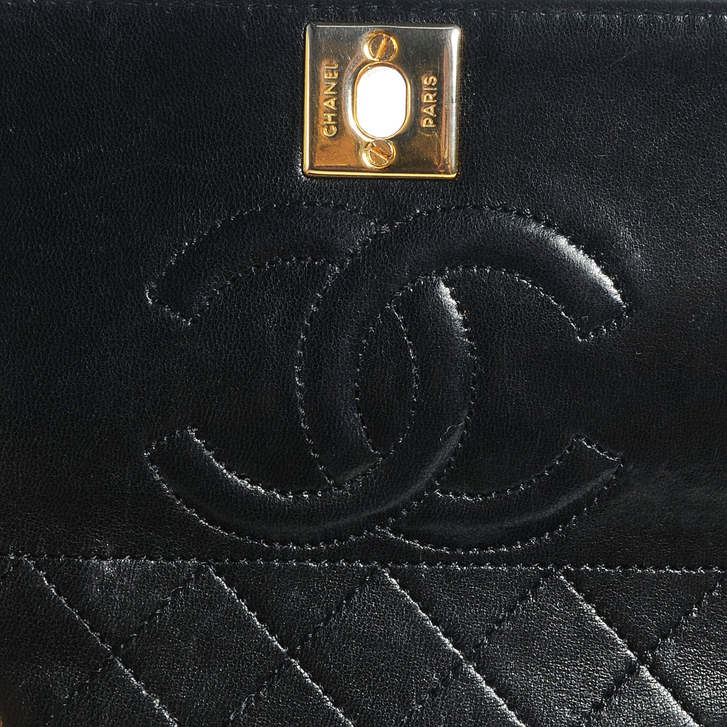 Lambskin Quilted Shoulder Flap Bag Black