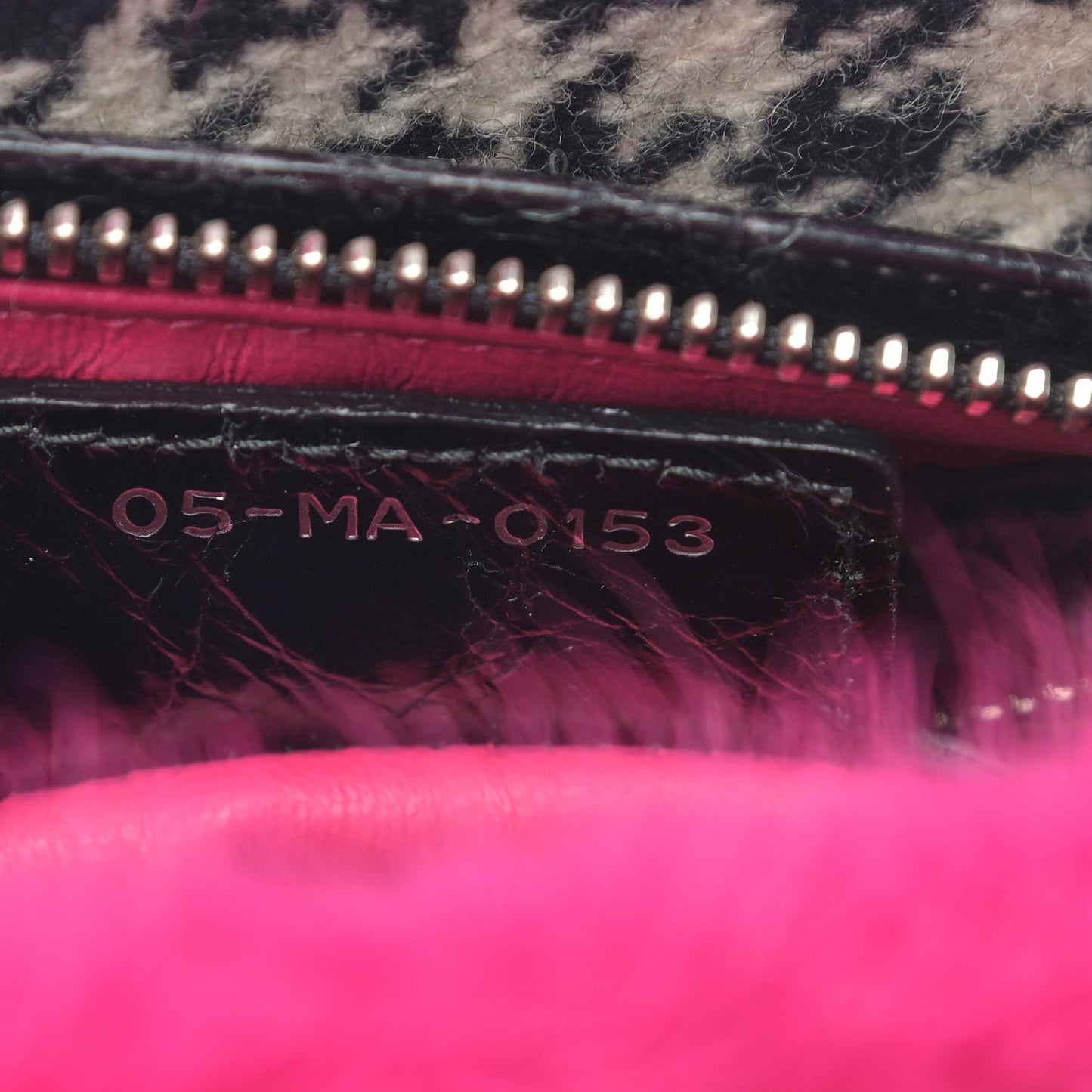 Tweed Crocodile Mink Plaid Medium Lady Dior Black Pink White
