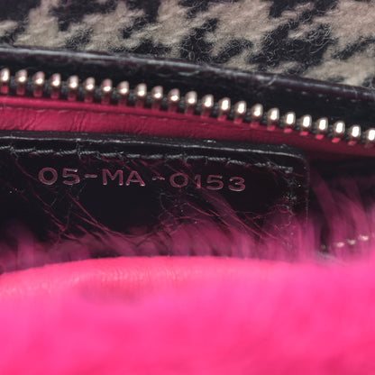 Christian Dior Tweed Crocodile Mink Plaid Medium Lady Dior Black Pink White 7 of 9