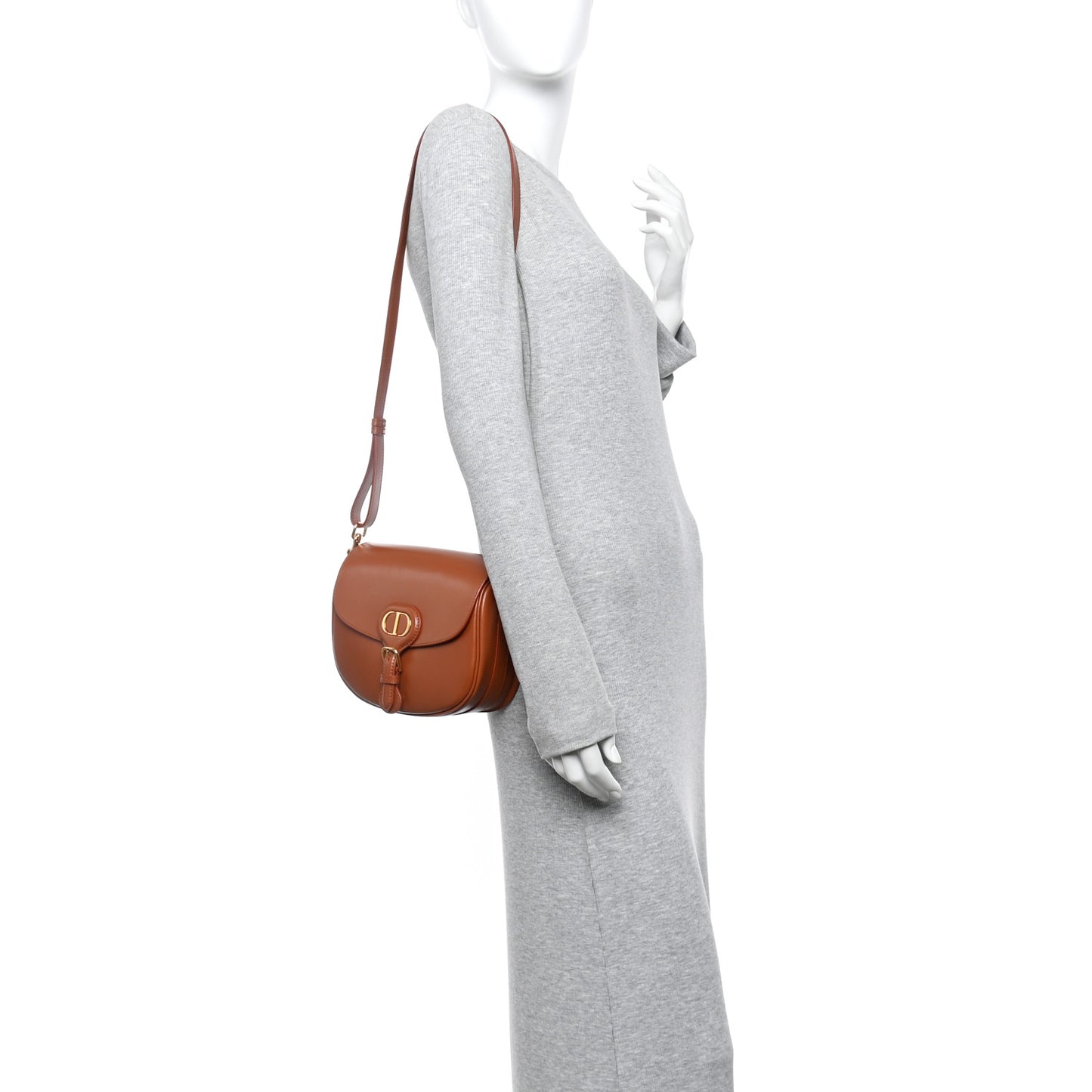 Box Calfskin Medium Bobby Flap Dark Tan