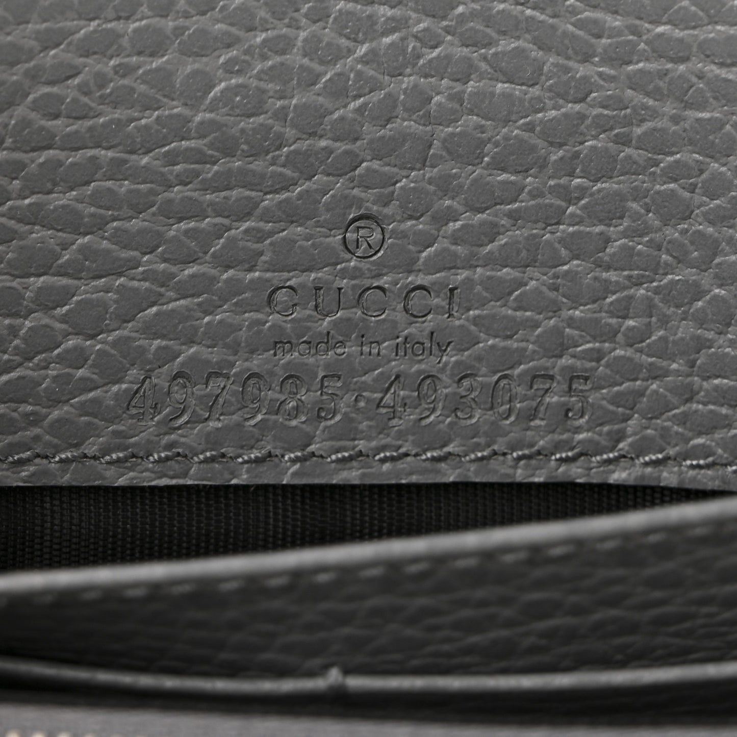 Dollar Calfskin Enamel Monochrome Mini GG Marmont Chain Wallet Deep Grey