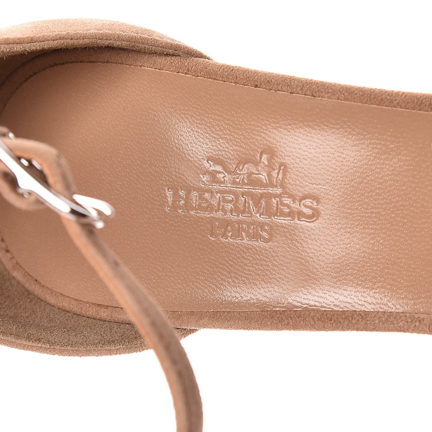 Metallic Epsom Velvet Goatskin Premiere 70 Sandals 37 Argent Beige Paille