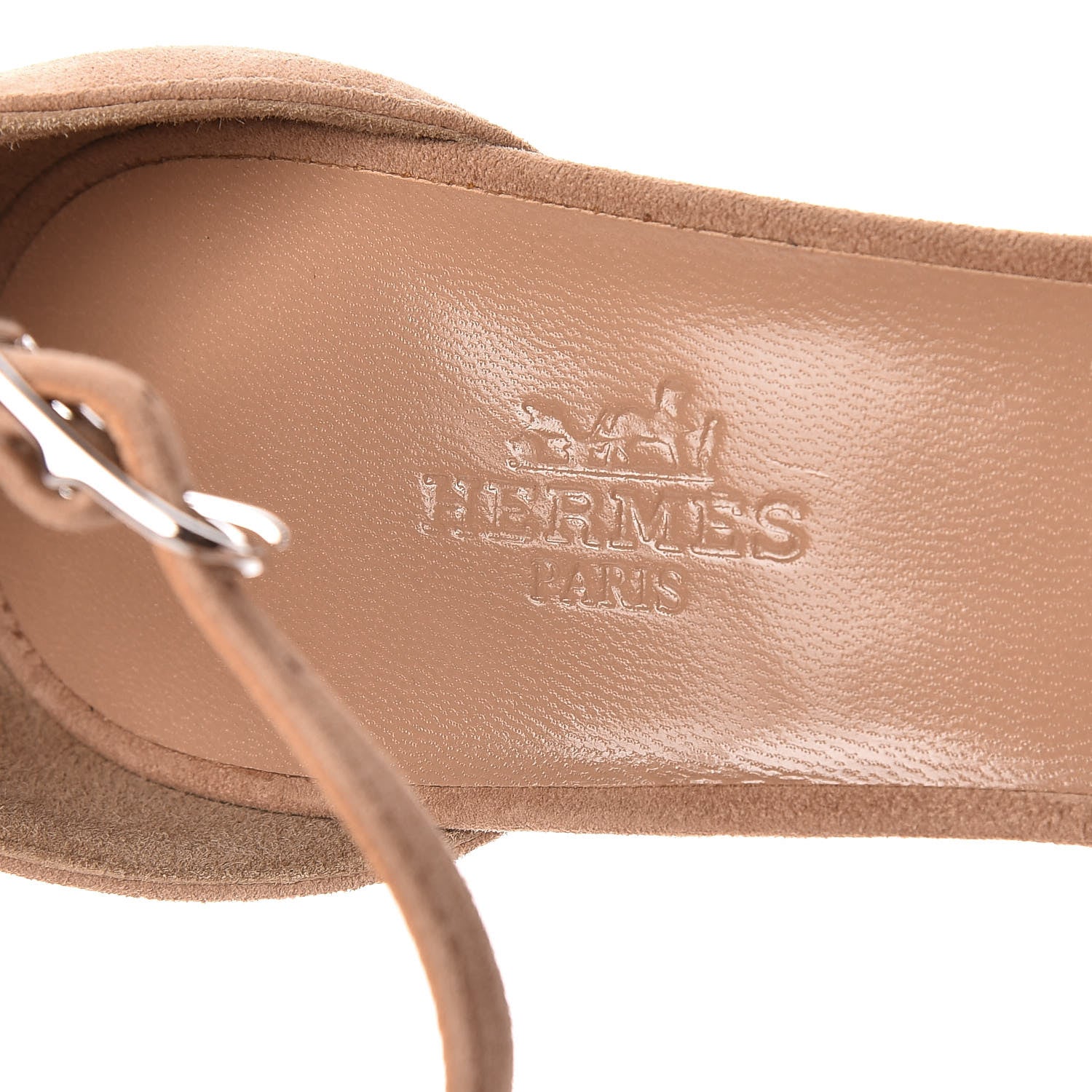 Hermes Metallic Epsom Velvet Goatskin Premiere 70 Sandals 37 Argent Beige Paille 7 of 8