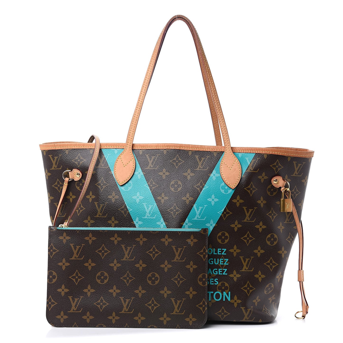 Monogram V Neverfull MM Turquoise