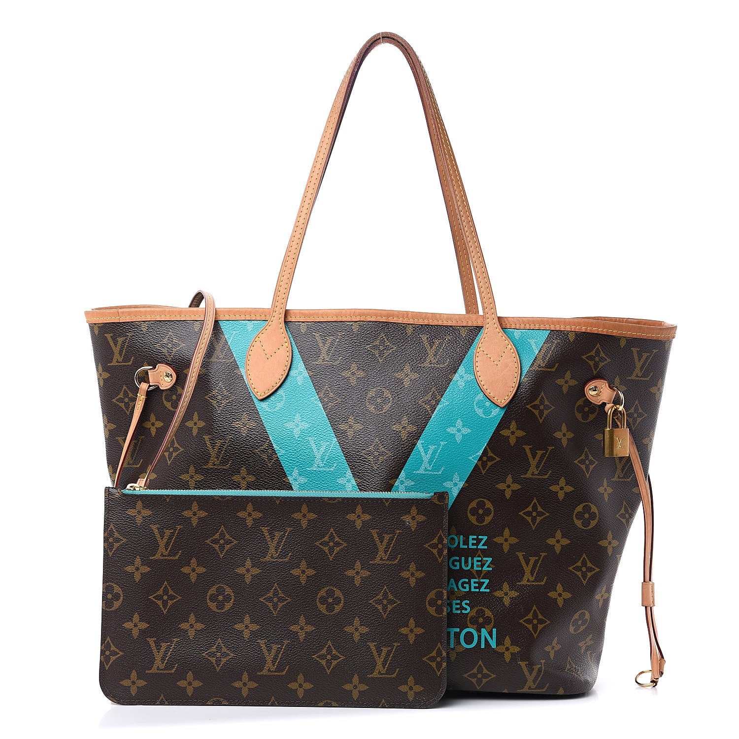 Louis Vuitton Monogram V Neverfull MM Turquoise 1 of 17