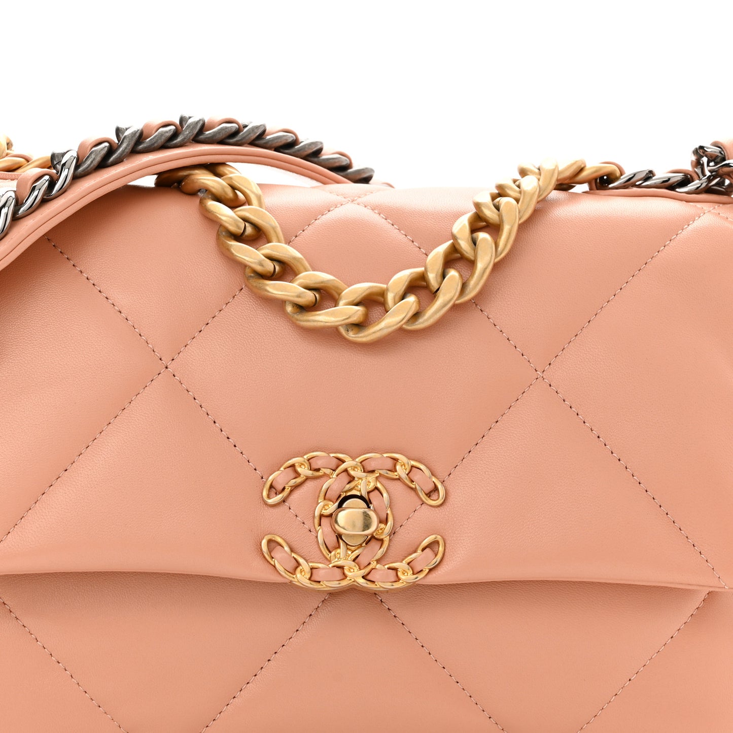 Lambskin Quilted Medium Chanel 19 Flap Light Orange