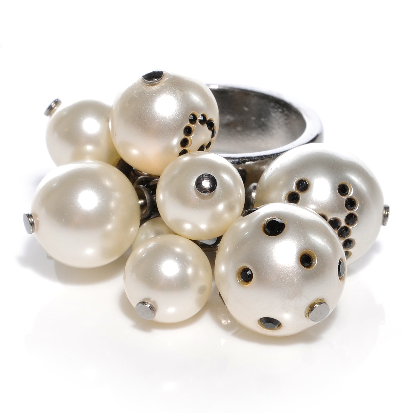 Chanel Crystal CC Pearl Cluster Ring 6.5 5 of 6