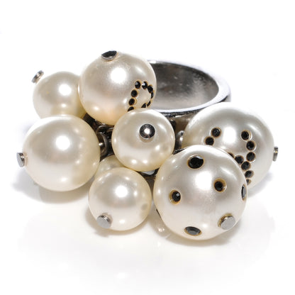 Chanel Crystal CC Pearl Cluster Ring 6.5 5 of 6