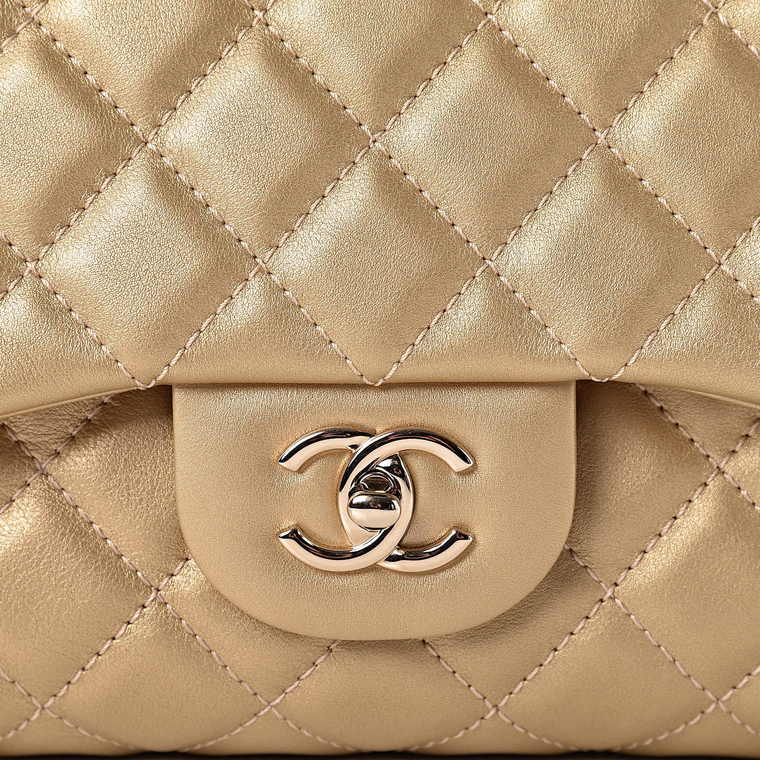 Chanel Metallic Calfskin Quilted Small XXL Travel Flap Bag Gold 10 of 10