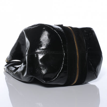Jimmy Choo Liquid Patent Suede Medium Mandah Shoulder Bag Black 4 of 7