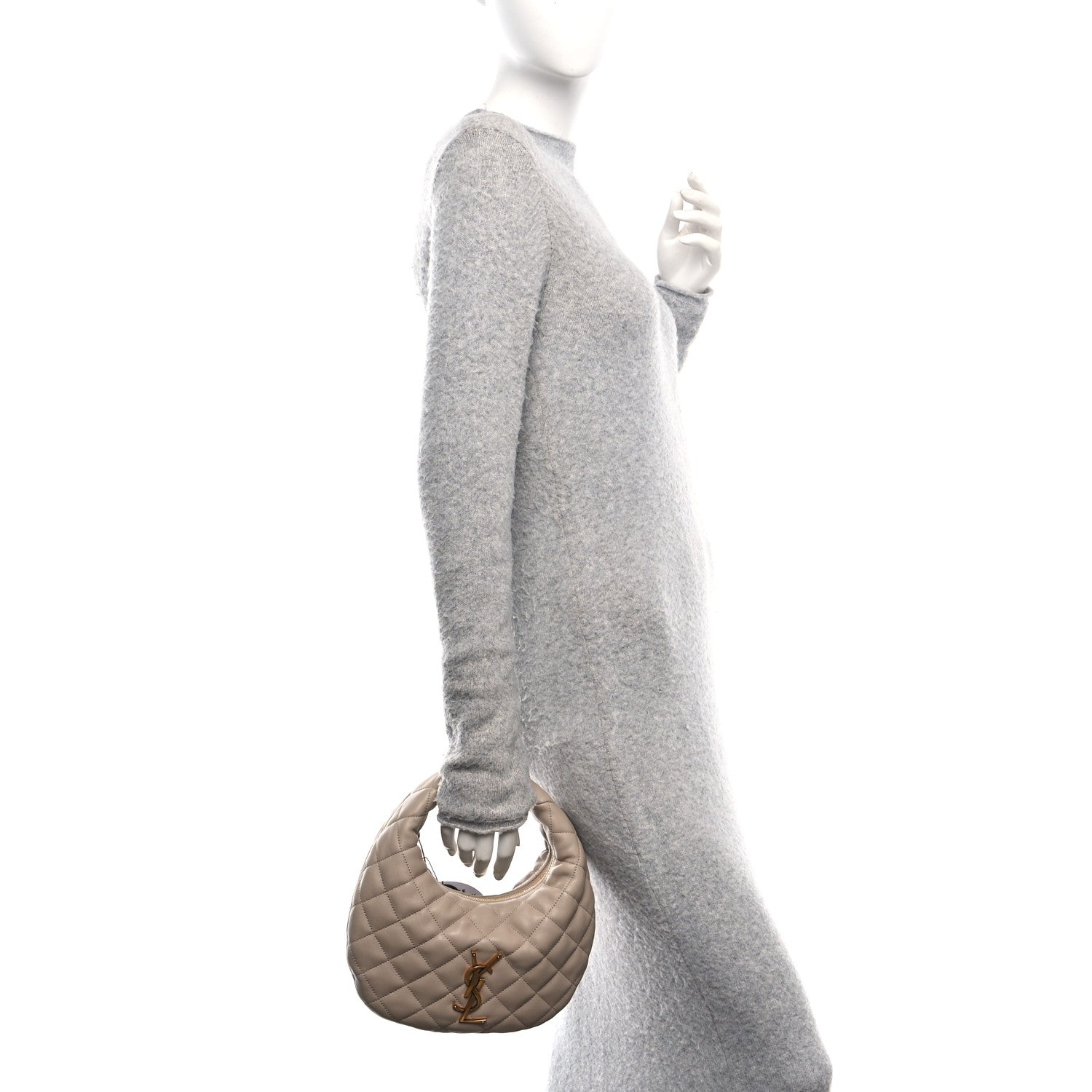 Saint Laurent Lambskin Quilted Icarino Bag Dark Beige 2 of 10