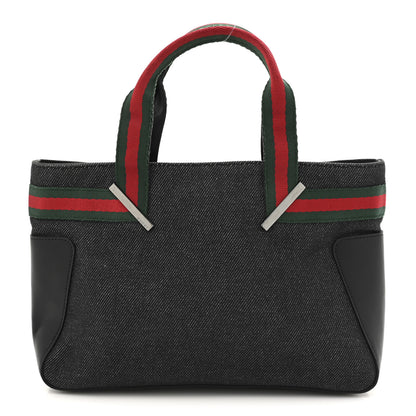 Gucci Denim Web Tote Bag Black 1 of 12
