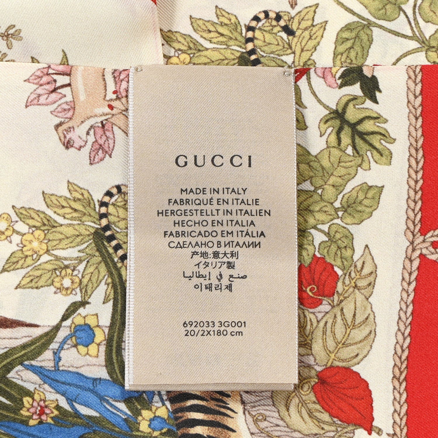 Gucci Silk Twill Lady Savanero Scarf Red Beige 3 of 6