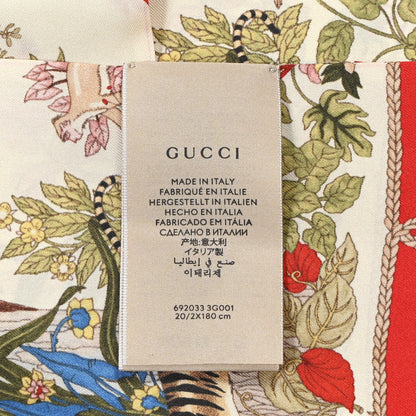 Gucci Silk Twill Lady Savanero Scarf Red Beige 3 of 6