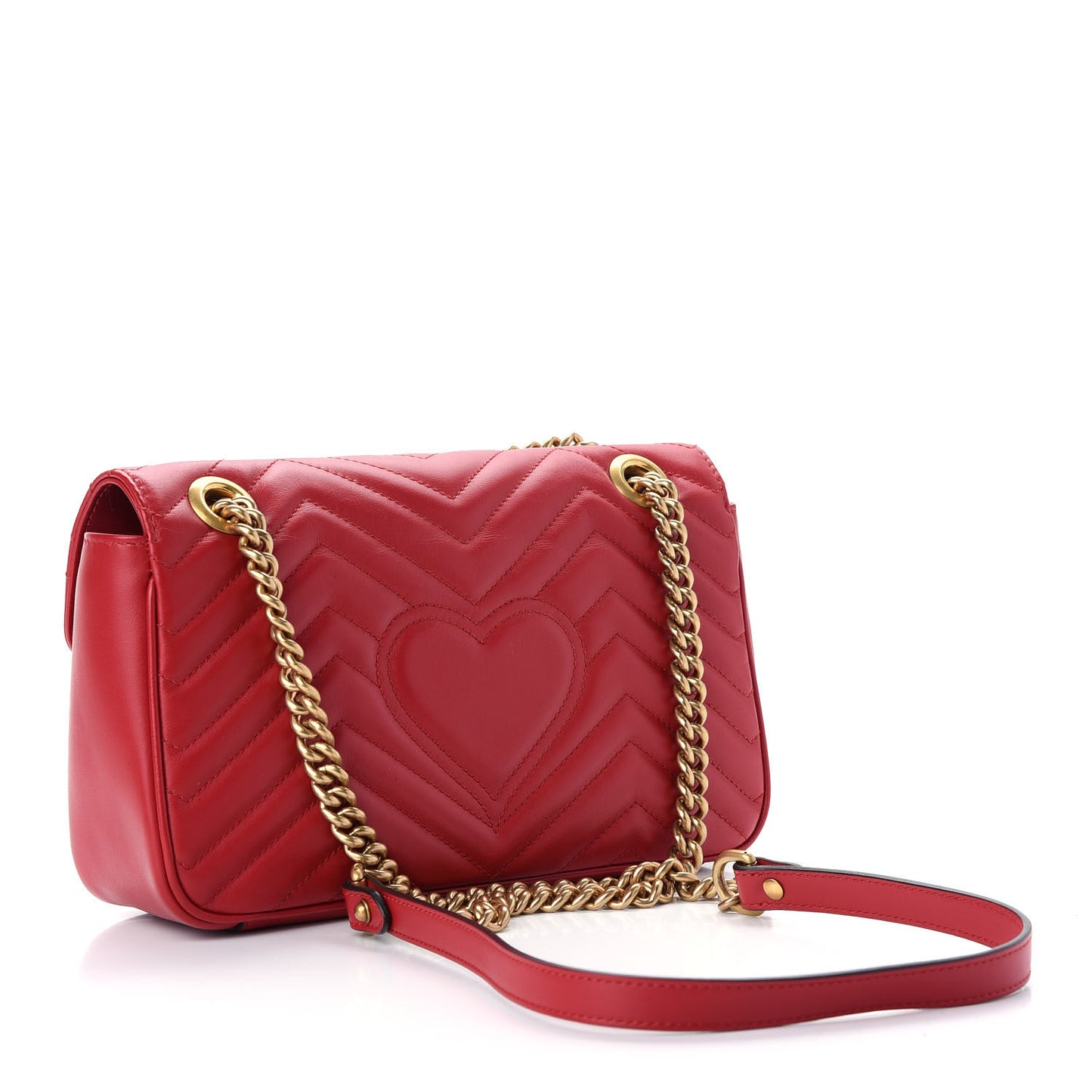 Calfskin Matelasse Small GG Marmont Shoulder Bag Hibiscus Red