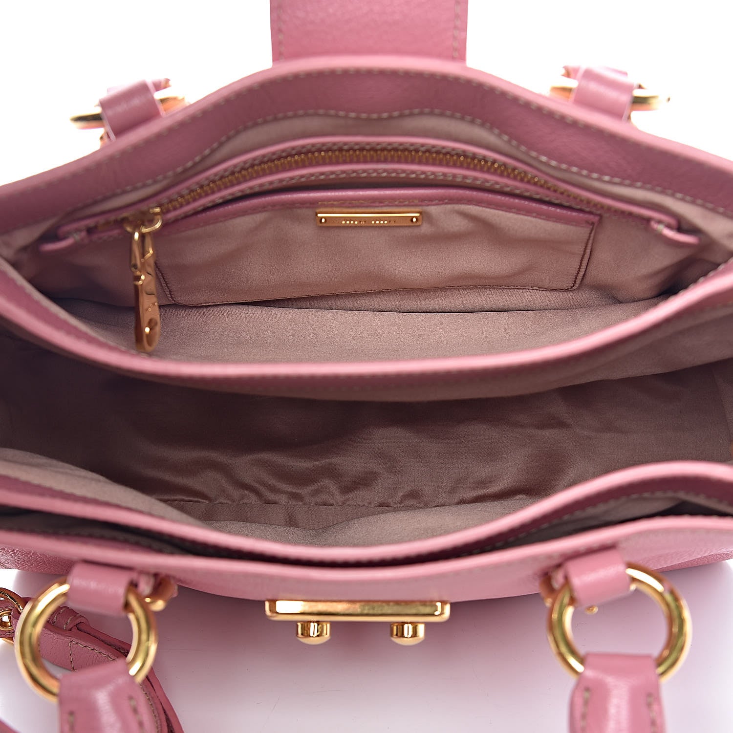 Miu Miu Goatskin Madras Shopping Tote Rosa 5 of 22