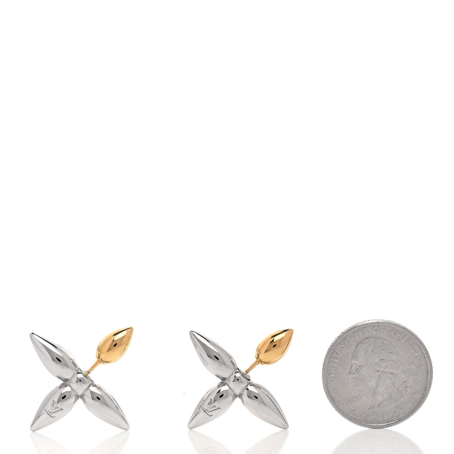 Louis Vuitton Metal Louisette Earrings Silver Gold 2 of 4