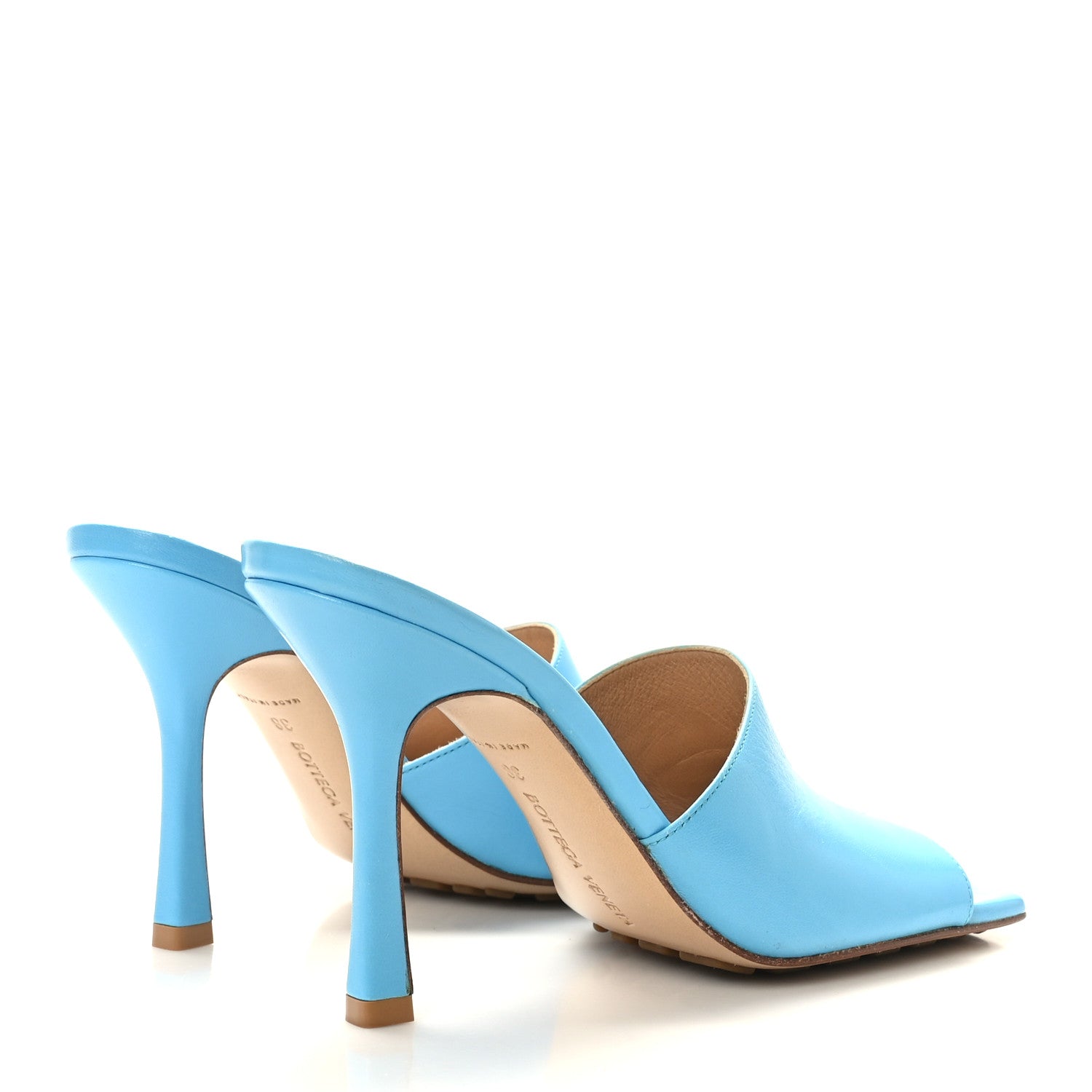 Bottega Veneta Lambskin Stretch Mule Sandals 38 Sky Blue 4 of 8