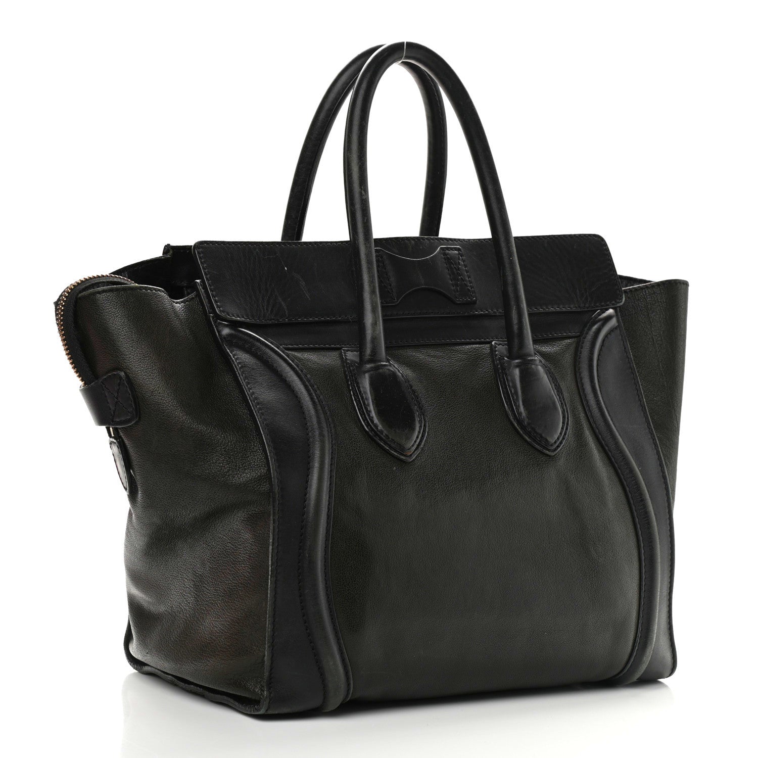 Celine Smooth Calfskin Mini Bi-Color Luggage Forest Black 2 of 29