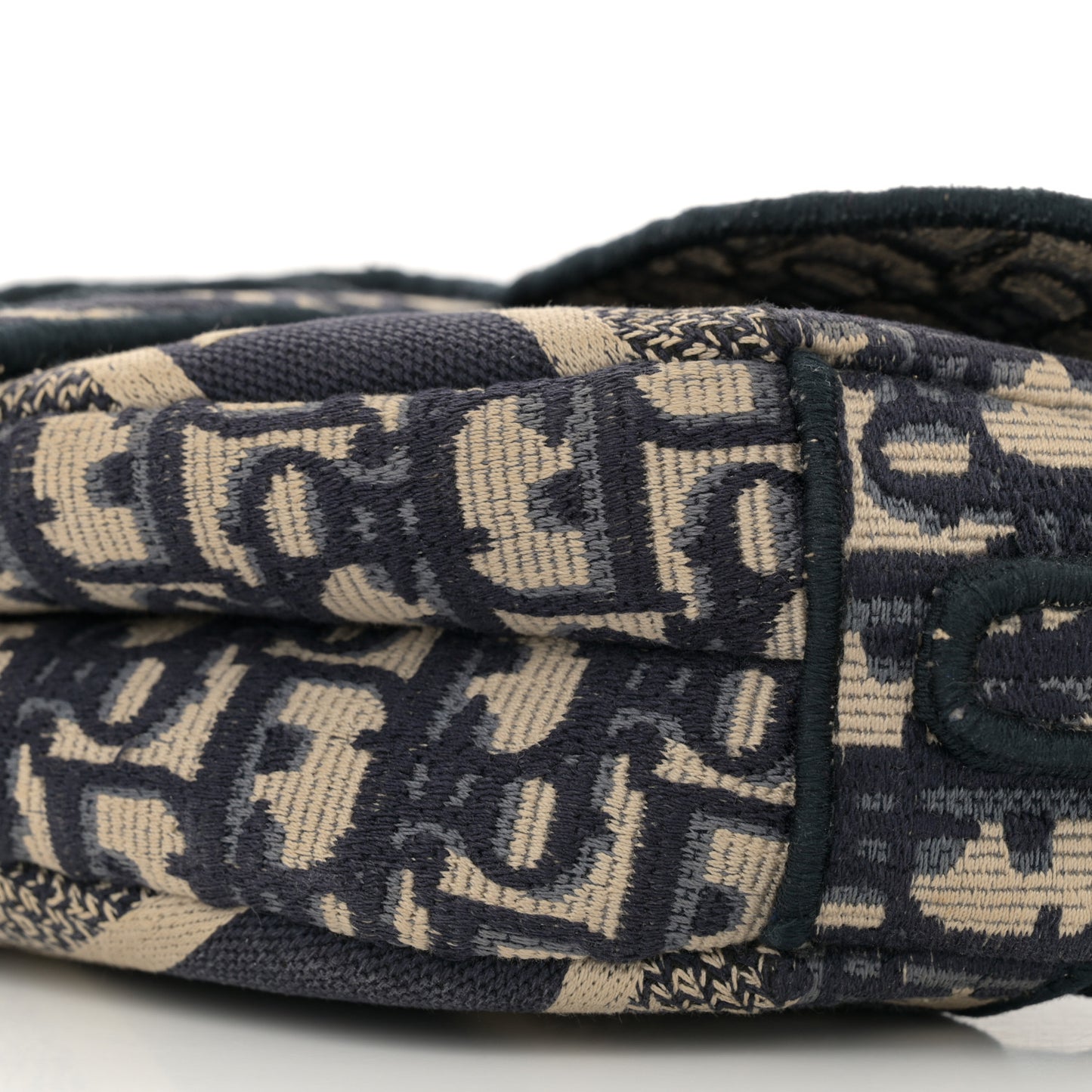 Oblique Embroidered Saddle Bag Blue