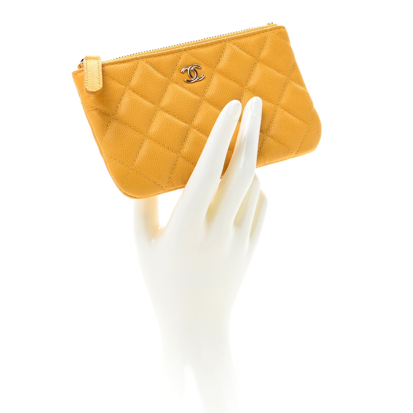 Caviar Quilted Small Cosmetic Case Yellow