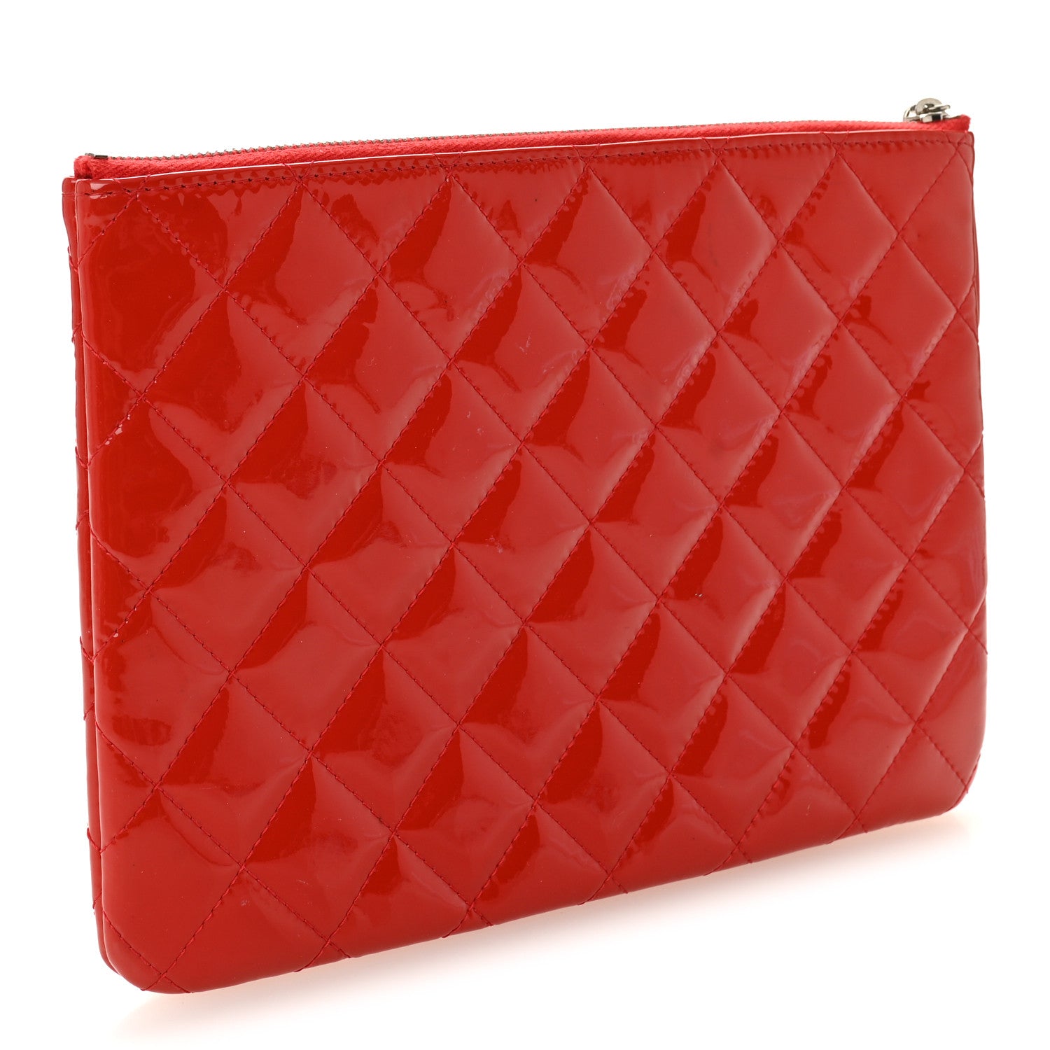 Chanel Patent Calfskin Quilted Valentine Hearts Medium O Cosmetic Case Red 3 of 9