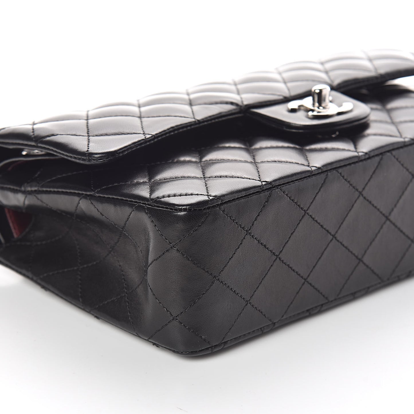Lambskin Quilted Medium Double Flap Black