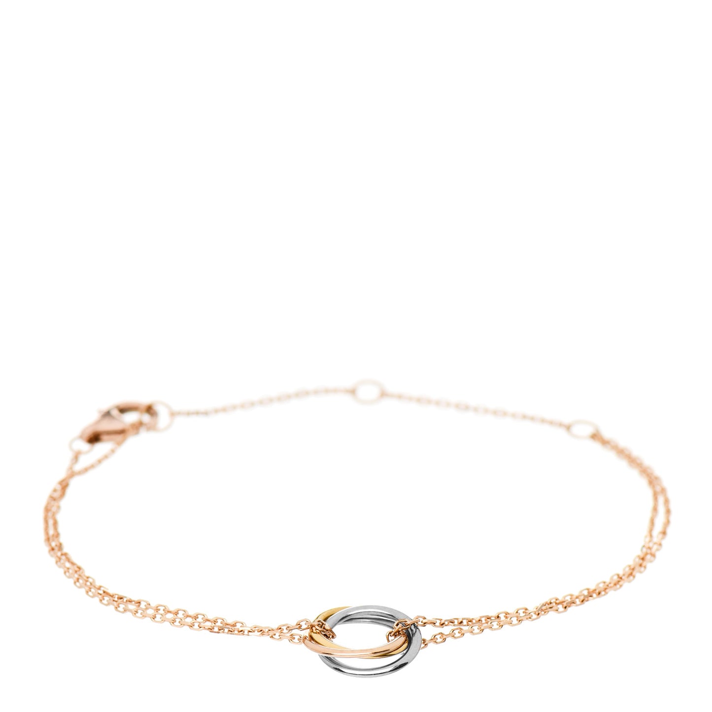 18K Pink Yellow White Gold Trinity Bracelet